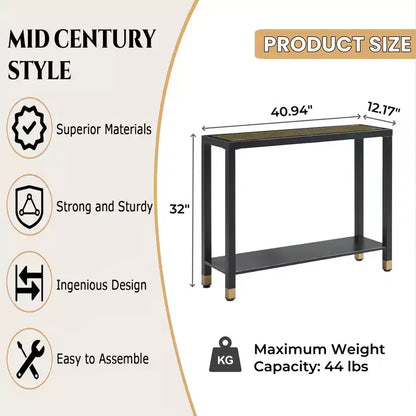 Console étroite de 104 cm avec étagère de rangement pour petits espaces