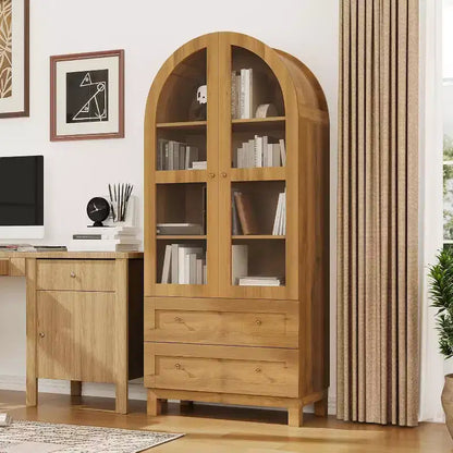 Meuble de cuisine haut de style rustique avec portes en acrylique, étagères réglables et tiroirs