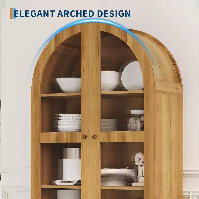 Meuble de cuisine haut de style rustique avec portes en acrylique, étagères réglables et tiroirs