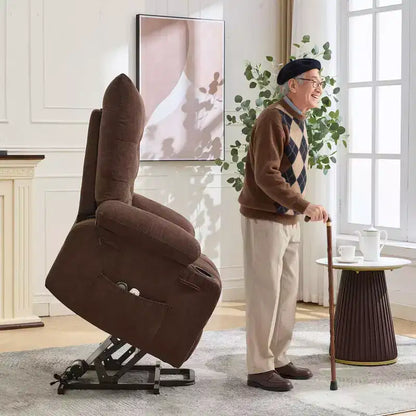 Fauteuil inclinable releveur électrique pour personnes âgées avec massage et chauffage, fauteuil inclinable berçant pivotant surdimensionné avec rembourrage doux, poche latérale et porte-gobelets