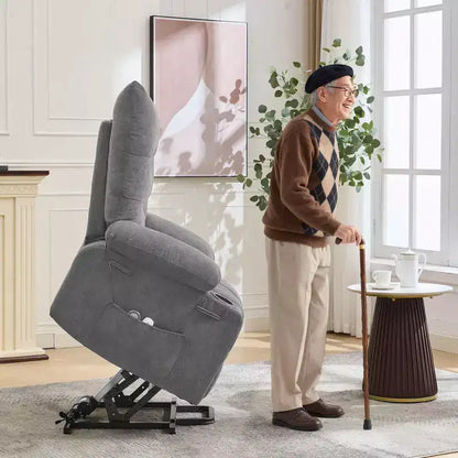Fauteuil inclinable releveur électrique pour personnes âgées avec massage et chauffage, fauteuil inclinable berçant pivotant surdimensionné avec rembourrage doux, poche latérale et porte-gobelets