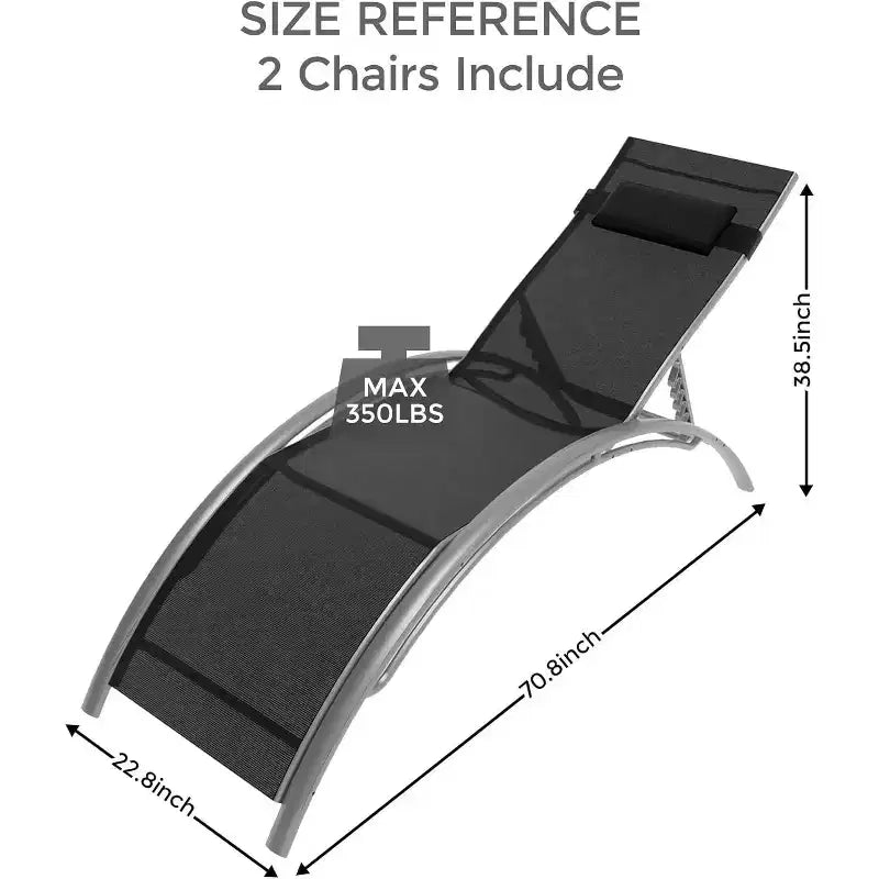 Deux chaises longues de patio robustes - Structure en aluminium réglable - Complément parfait à tout espace extérieur