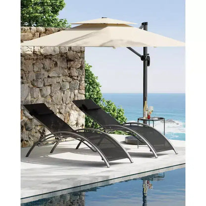Deux chaises longues de patio robustes - Structure en aluminium réglable - Complément parfait à tout espace extérieur