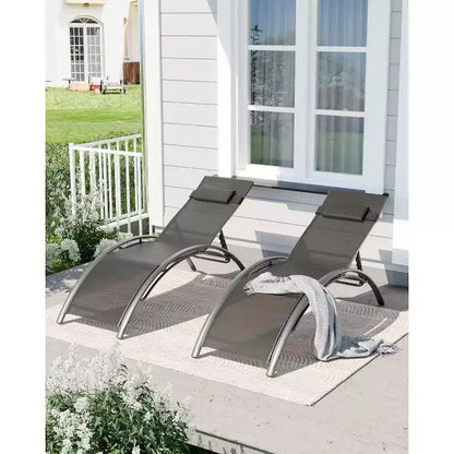 Deux chaises longues de patio robustes - Structure en aluminium réglable - Complément parfait à tout espace extérieur