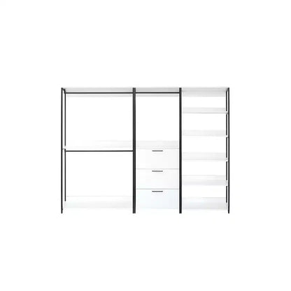 77,7"H x 111"L Système de rangement de placard en bois composite blanc avec bacs de rangement