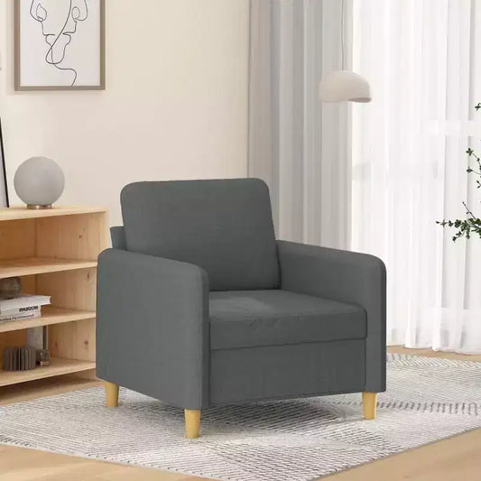 Fauteuil simple rembourré pour salon, tissu gris foncé, 60 cm