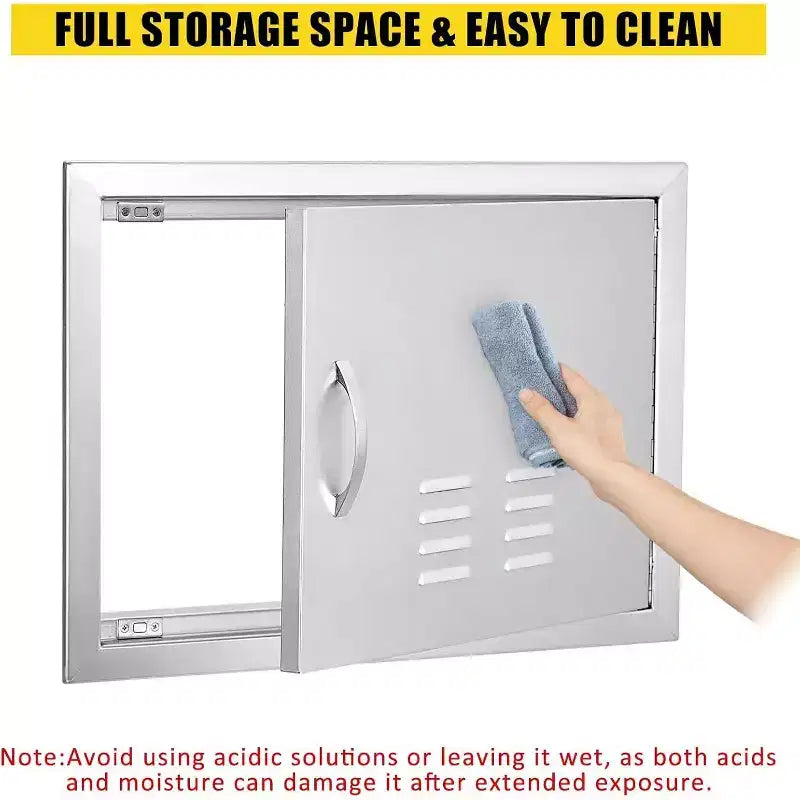 Porte d'accès de barbecue en acier inoxydable brossé, portes d'armoire de cuisine extérieure, portes durables et résistantes aux intempéries pour îlots de barbecue, convient pour l'extérieur
