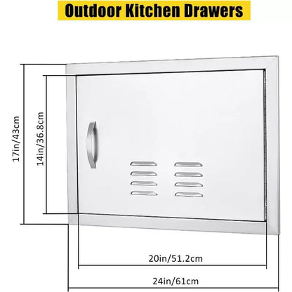 Porte d'accès de barbecue en acier inoxydable brossé, portes d'armoire de cuisine extérieure, portes durables et résistantes aux intempéries pour îlots de barbecue, convient pour l'extérieur