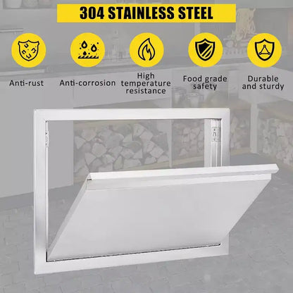 Porte d'accès de barbecue en acier inoxydable brossé, portes d'armoire de cuisine extérieure, portes durables et résistantes aux intempéries pour îlots de barbecue, convient pour l'extérieur