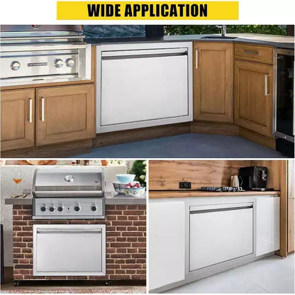 Porte d'accès de barbecue en acier inoxydable brossé, portes d'armoire de cuisine extérieure, portes durables et résistantes aux intempéries pour îlots de barbecue, convient pour l'extérieur