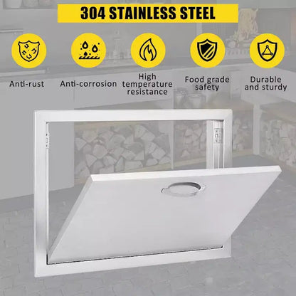 Porte d'accès de barbecue en acier inoxydable brossé, portes d'armoire de cuisine extérieure, portes durables et résistantes aux intempéries pour îlots de barbecue, convient pour l'extérieur
