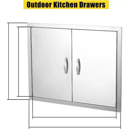 Porte d'accès de barbecue en acier inoxydable brossé, portes d'armoire de cuisine extérieure, portes durables et résistantes aux intempéries pour îlots de barbecue, convient pour l'extérieur