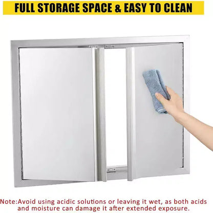 Porte d'accès de barbecue en acier inoxydable brossé, portes d'armoire de cuisine extérieure, portes durables et résistantes aux intempéries pour îlots de barbecue, convient pour l'extérieur