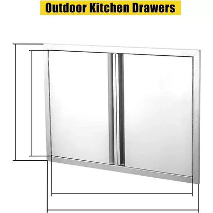 Porte d'accès de barbecue en acier inoxydable brossé, portes d'armoire de cuisine extérieure, portes durables et résistantes aux intempéries pour îlots de barbecue, convient pour l'extérieur