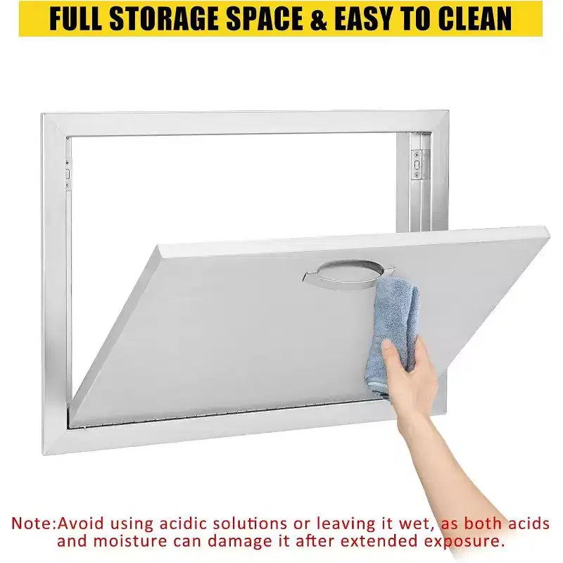 Porte d'accès de barbecue en acier inoxydable brossé, portes d'armoire de cuisine extérieure, portes durables et résistantes aux intempéries pour îlots de barbecue, convient pour l'extérieur