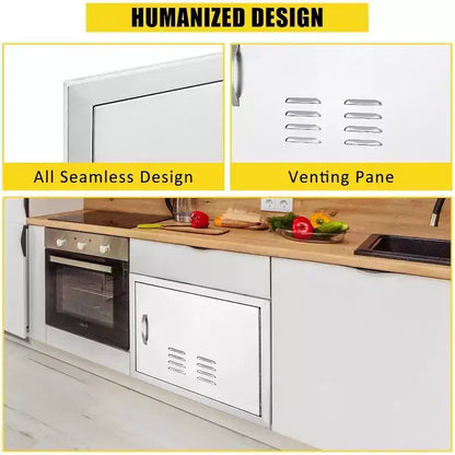 Porte d'accès de barbecue en acier inoxydable brossé, portes d'armoire de cuisine extérieure, portes durables et résistantes aux intempéries pour îlots de barbecue, convient pour l'extérieur