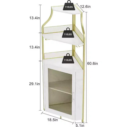 Meuble d'angle de bar, Armoire à vin industrielle avec étagère réglable, Meuble de bar à liqueurs à 5 niveaux pour la maison, Vitrine d'angle