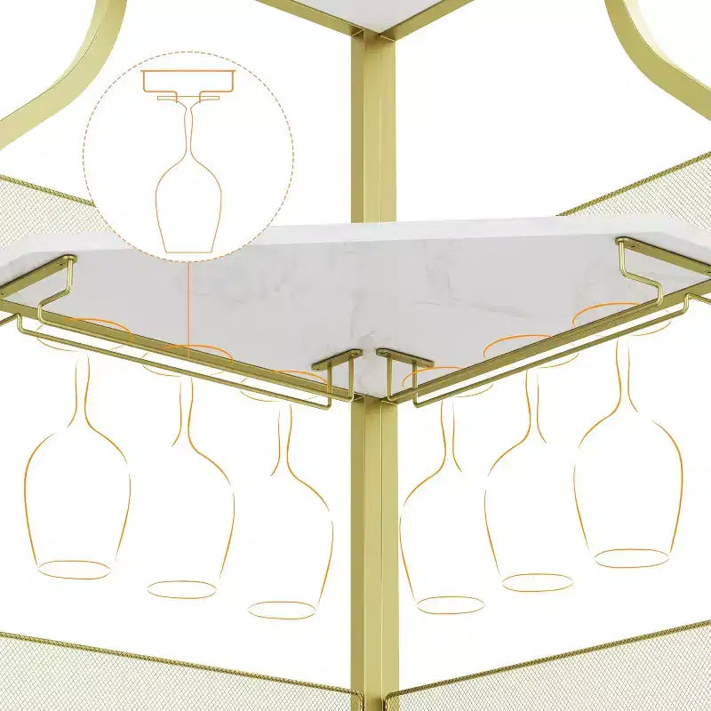 Meuble d'angle de bar, Armoire à vin industrielle avec étagère réglable, Meuble de bar à liqueurs à 5 niveaux pour la maison, Vitrine d'angle