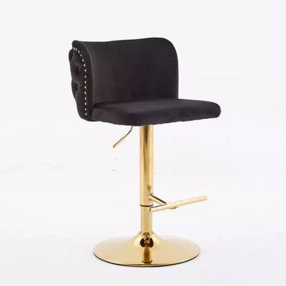 Tabourets de bar pivotants en velours avec base plaquée or et hauteur réglable
