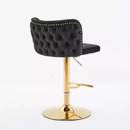 Tabourets de bar pivotants en velours avec base plaquée or et hauteur réglable