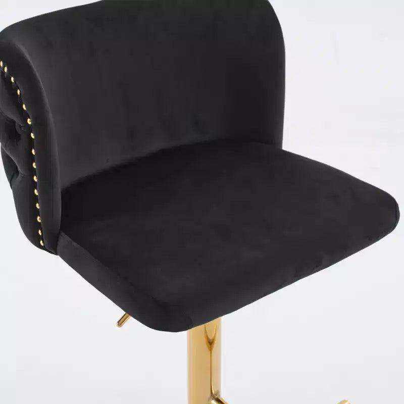 Tabourets de bar pivotants en velours avec base plaquée or et hauteur réglable