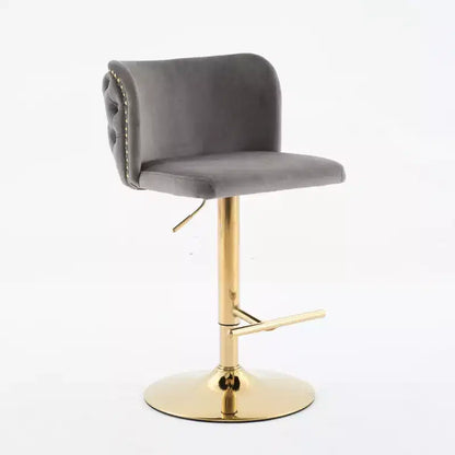 Tabourets de bar pivotants en velours avec base plaquée or et hauteur réglable