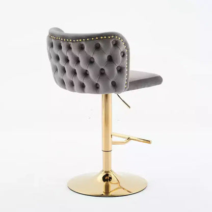 Tabourets de bar pivotants en velours avec base plaquée or et hauteur réglable