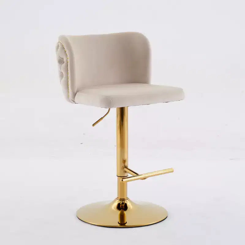 Tabourets de bar pivotants en velours avec base plaquée or et hauteur réglable
