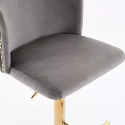Tabourets de bar pivotants en velours avec base plaquée or et hauteur réglable
