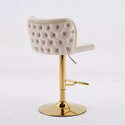 Tabourets de bar pivotants en velours avec base plaquée or et hauteur réglable