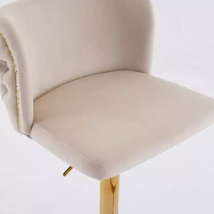 Tabourets de bar pivotants en velours avec base plaquée or et hauteur réglable