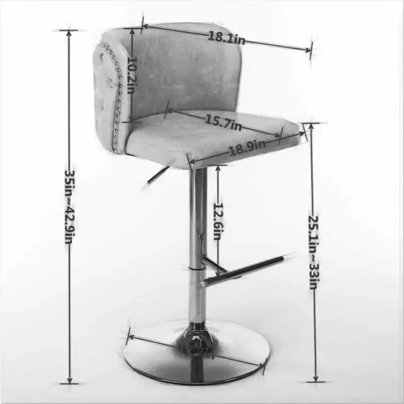 Tabourets de bar pivotants en velours avec base plaquée or et hauteur réglable