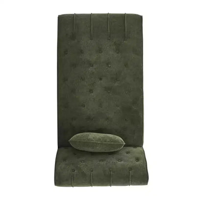 Méridienne moderne glamour en velours capitonné avec coussin décoratif amovible et pieds en bois tournés