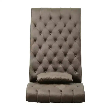 Méridienne moderne glamour en velours capitonné avec coussin décoratif amovible et pieds en bois tournés