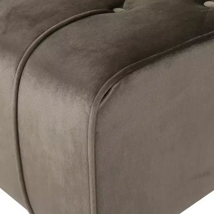 Méridienne moderne glamour en velours capitonné avec coussin décoratif amovible et pieds en bois tournés