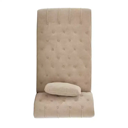 Méridienne moderne glamour en velours capitonné avec coussin décoratif amovible et pieds en bois tournés