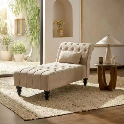 Christopher Knight Home Stroup Modern Glam Upholstered Chaise Lounge with Button-Tufted Diamond Stitch